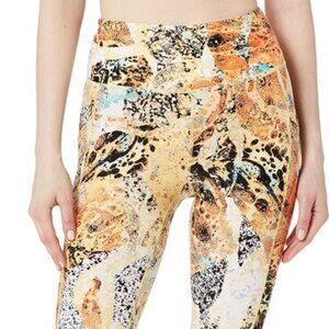 Calvin Klein Yellow Multi-Color Patterned Crop Leggings, Size Medium, NWT!!